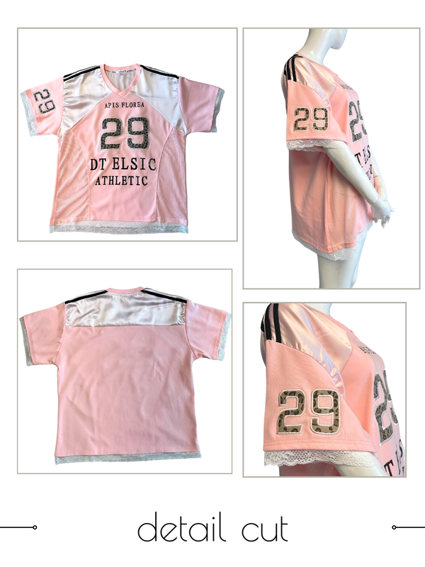 Baby Pink V-Neck Sporty Leopard T-shirt