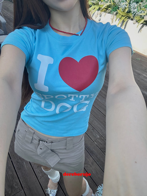 Love Blue Cotton Short Sleeve T-shirt