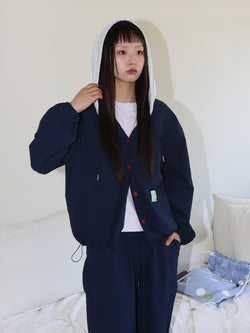 SEERSUCKER HOODY SHIRT (NAVY)