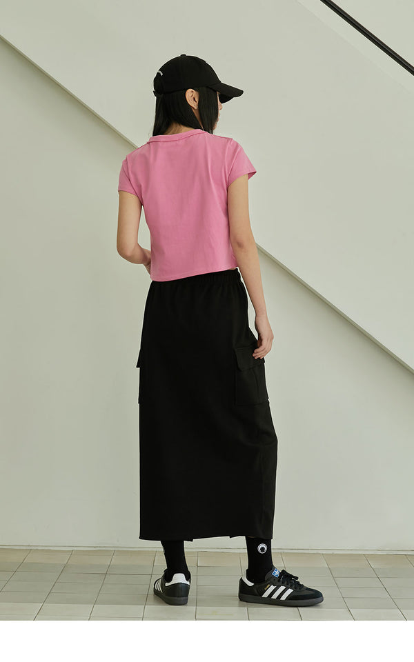 H-line cargo slip slit skirt black