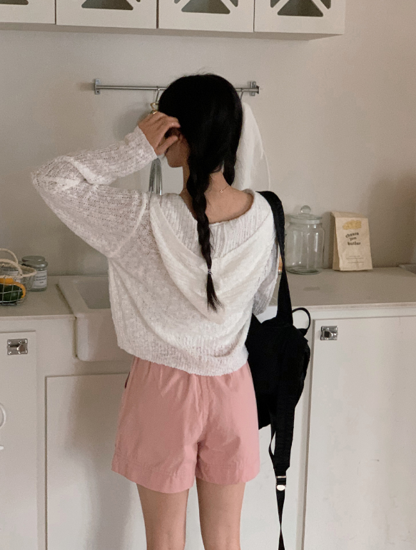 Soft Summer Hood Crop Knit Cardigan (4color)