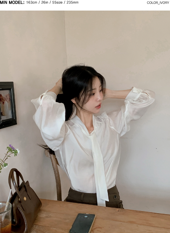 [SHOPPERMADE] MK Modal Puff Tie Blouse (3color)