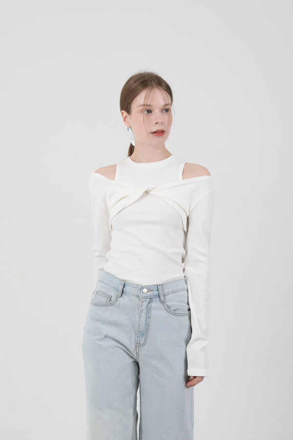 Layered Twist T-shirt Sleeveless Set White