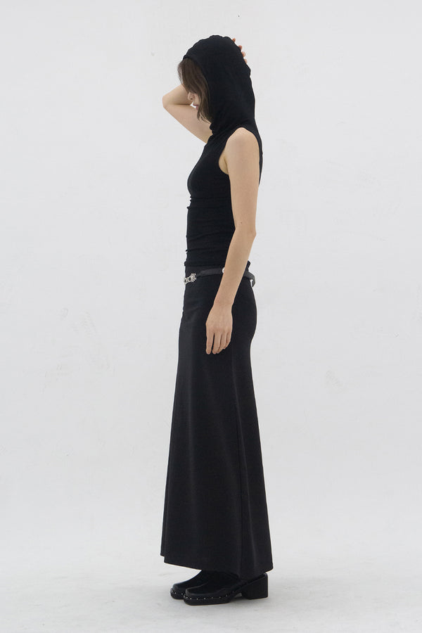 Drape Hooded Sleeveless (Black)