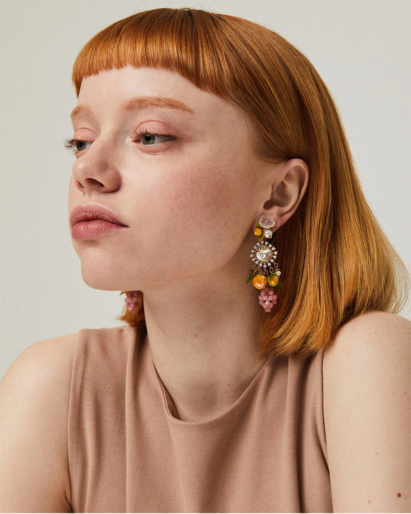 Picnic Bloom Statement Earrings Pink