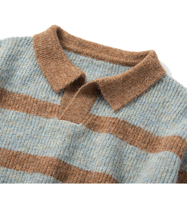 STRIPE COLLAR KNIT - BABY BLUE 