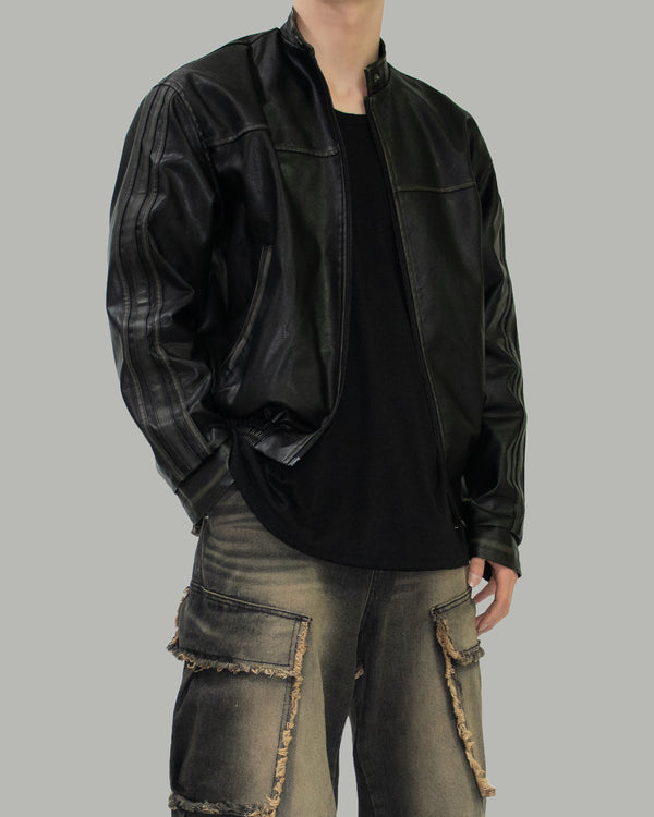 track leather jacket