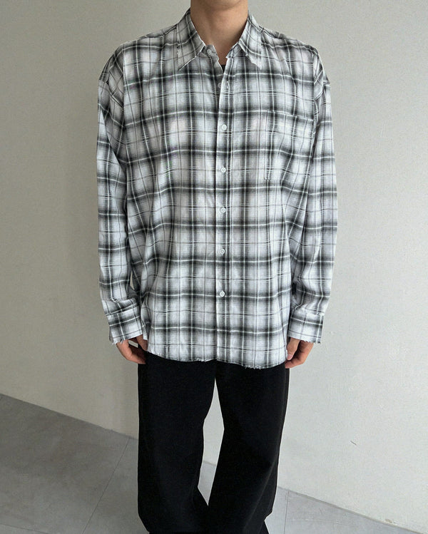 Destroyed ombre checkered shirt(2colors)