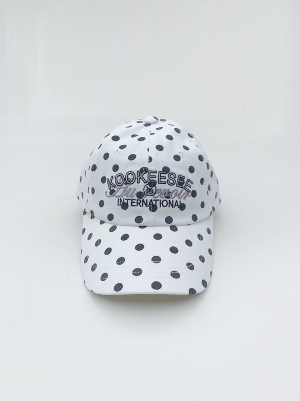 vintage washing dot ball cap (White)