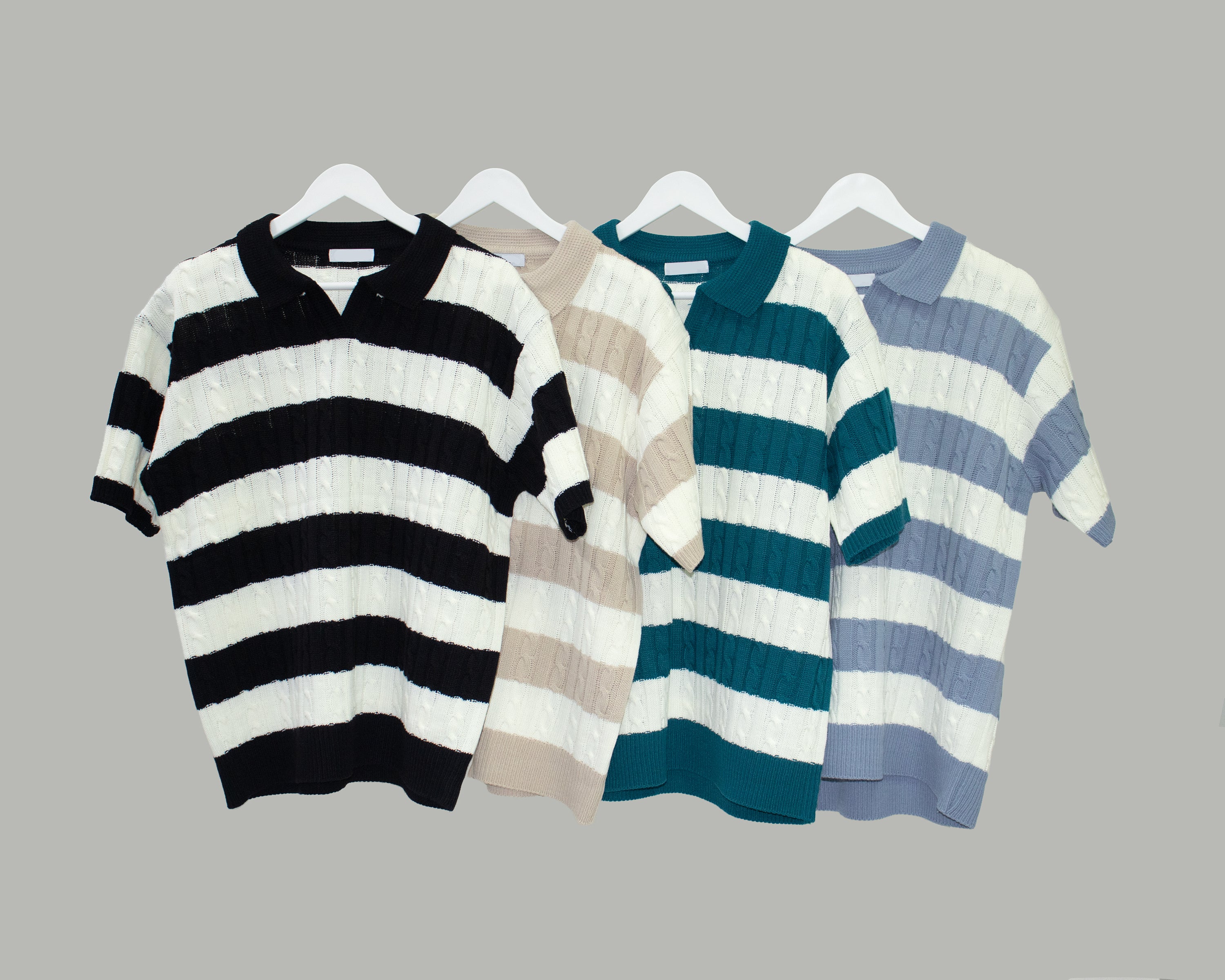 Brin collar striped knit