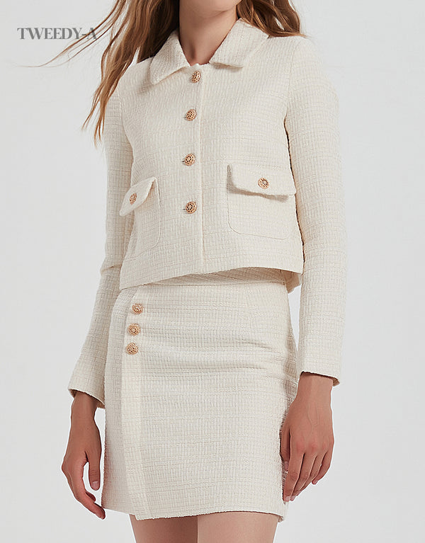 Basic Tweed Jacket - Skirt Two Piece IVORY