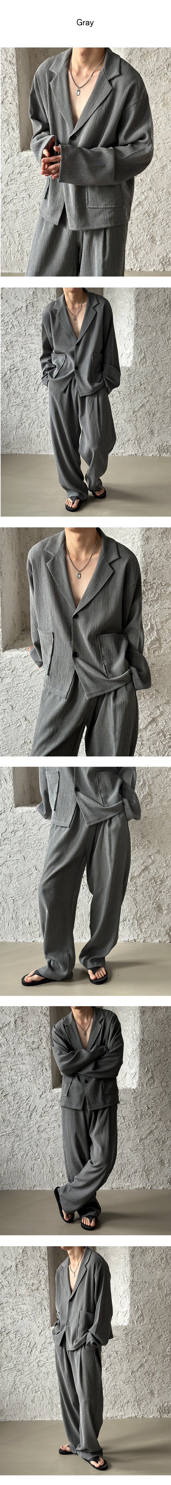 [SET UP가능] Pleats banding wide pants (2color)