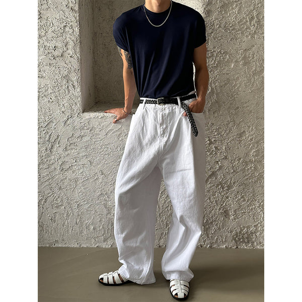 [UNISEX] Tuck wide denim pants (2color)