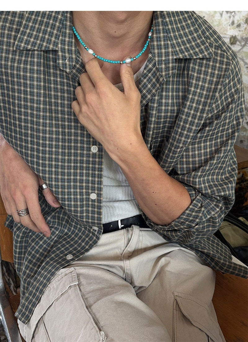 [Unisex] リネンクロップチェックシャツ ver.2(3color)