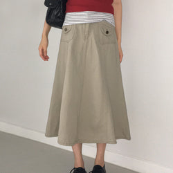 Burcon vintage cargo pocket stitch long skirt