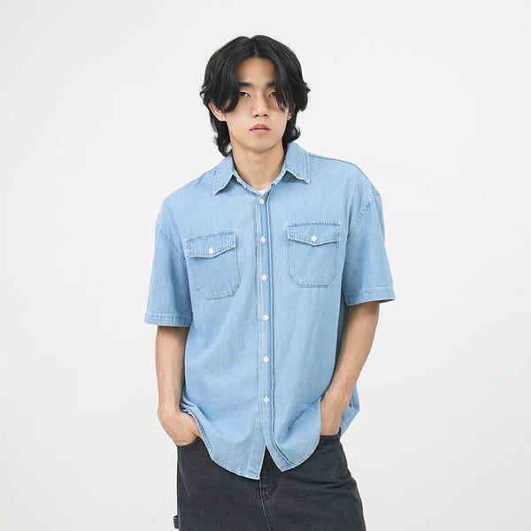 Casual pocket denim shirts 3color