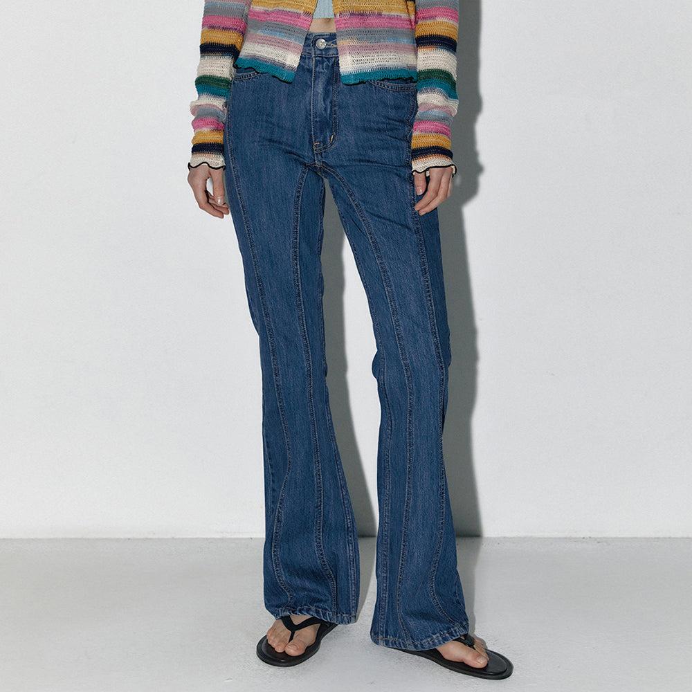 Denim bootcut line pants