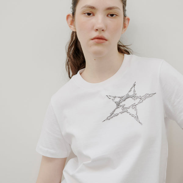 メタリックスターTシャツ White