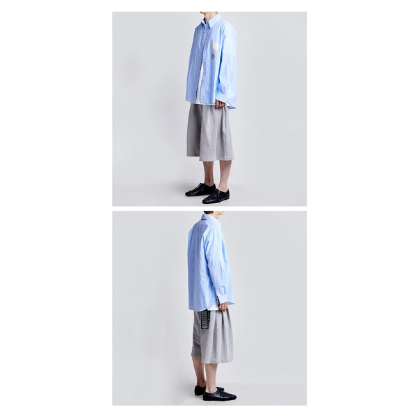 BERMUDA PLEATS WIDE SWEAT SHORTS_WHITE