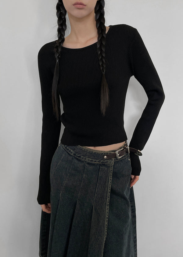 [MADE] Ijining slim ribbed unneck knit