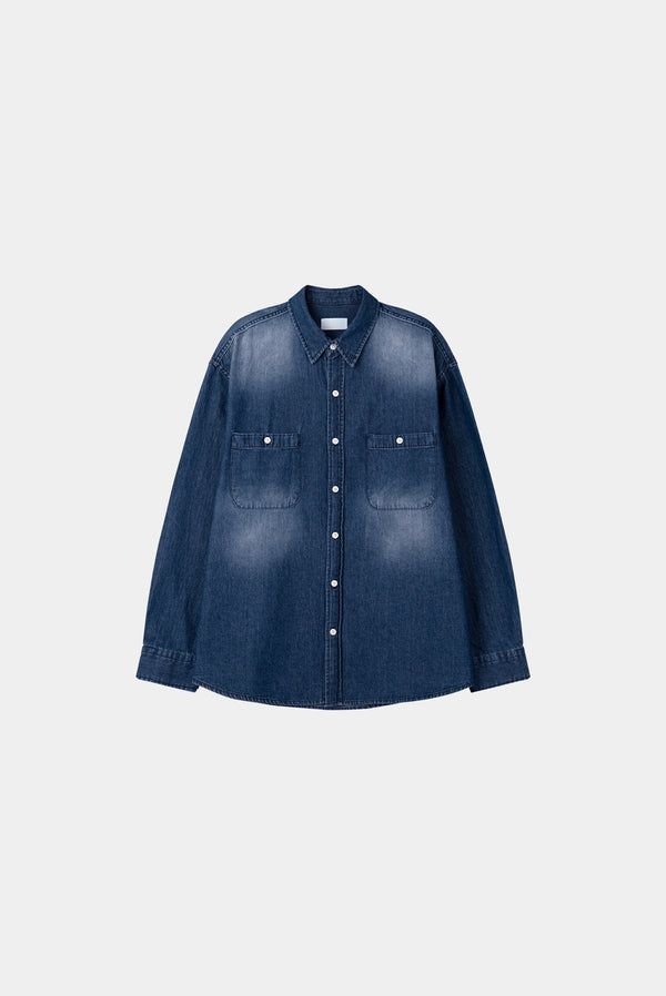 Two-pocket brush denim shirt