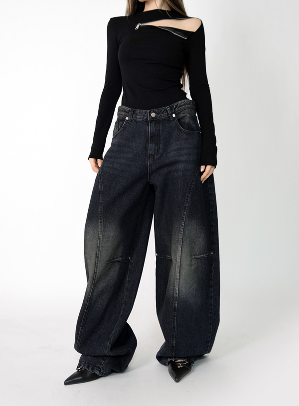 devil black over denim pants