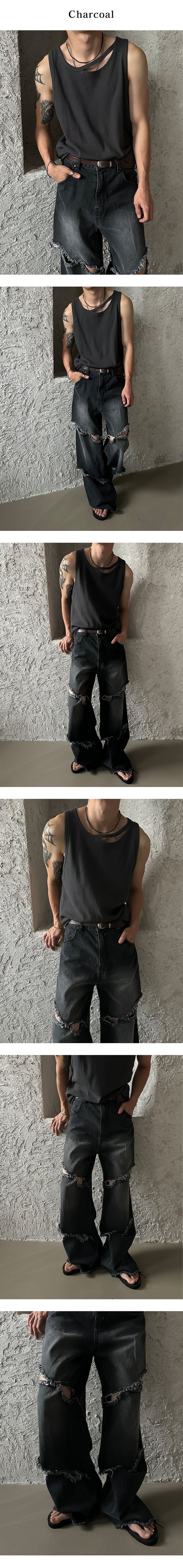 [S/S] Slit waffle sleeveless (3color)