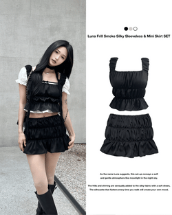 Luna Frill Smoke Silky Mini Skirt SET (3 colors)