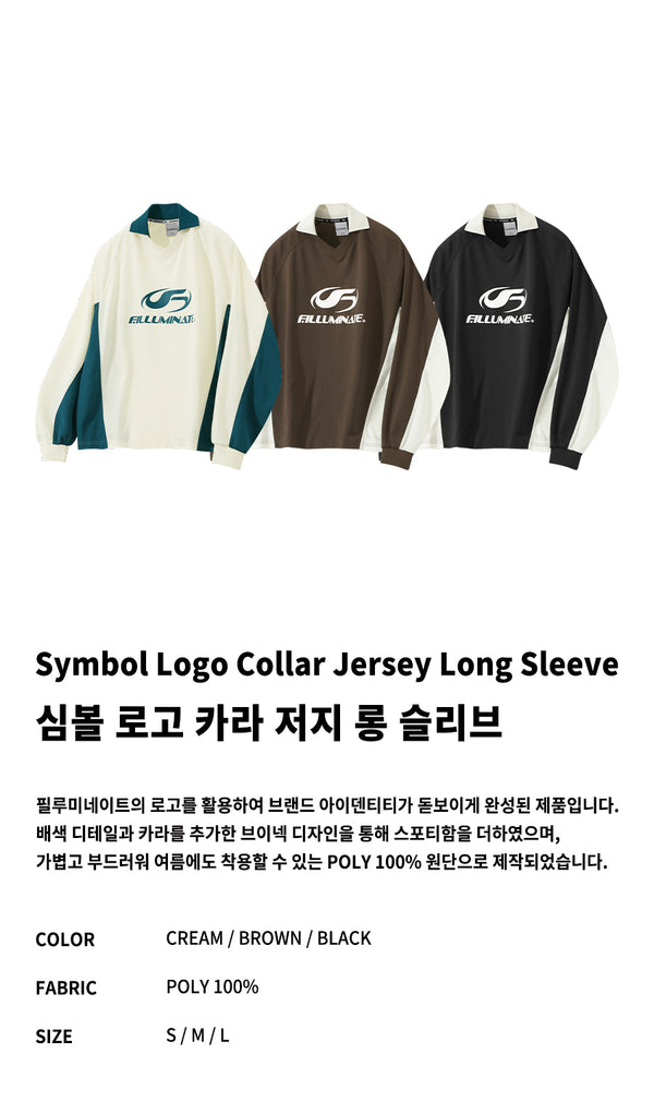 Symbol Logo Collar Jersey Long Sleeve-Black