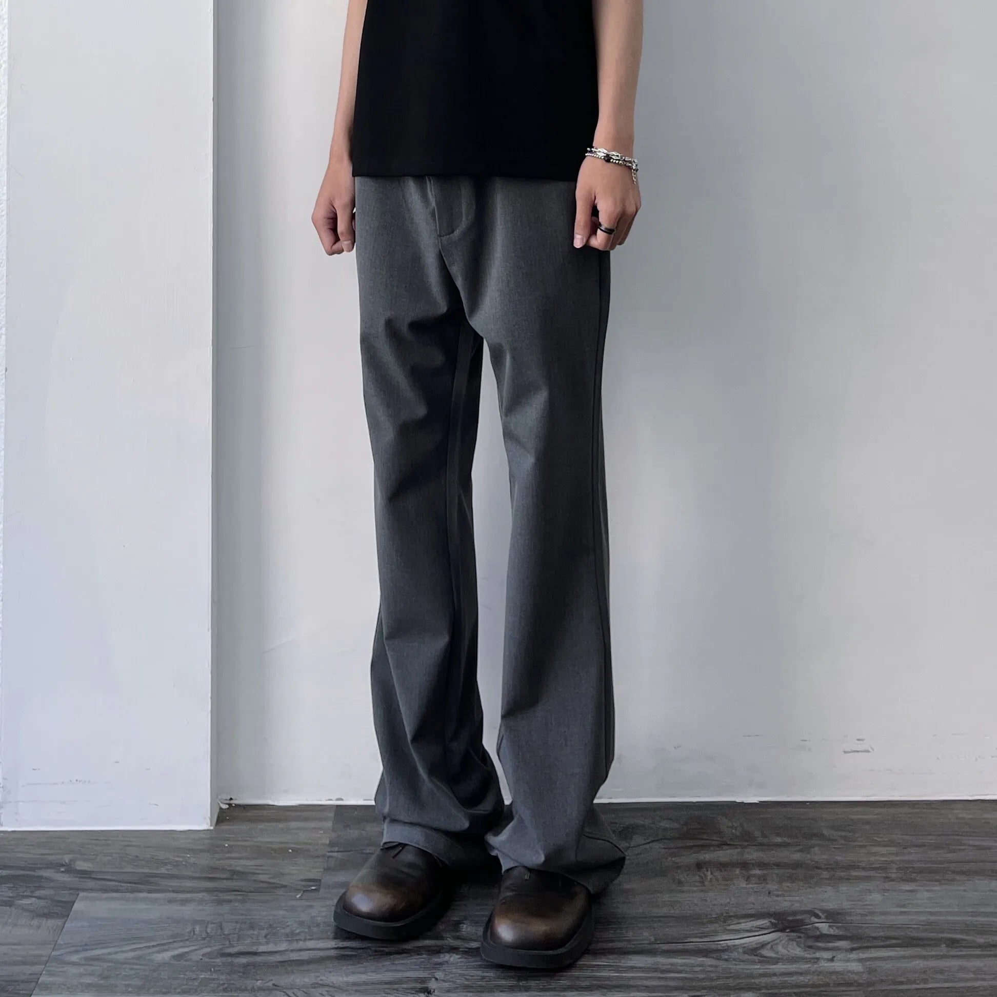 FLARE GATHER SLACKS PANTS - VIAVANDA | 60% - Asian Fashion