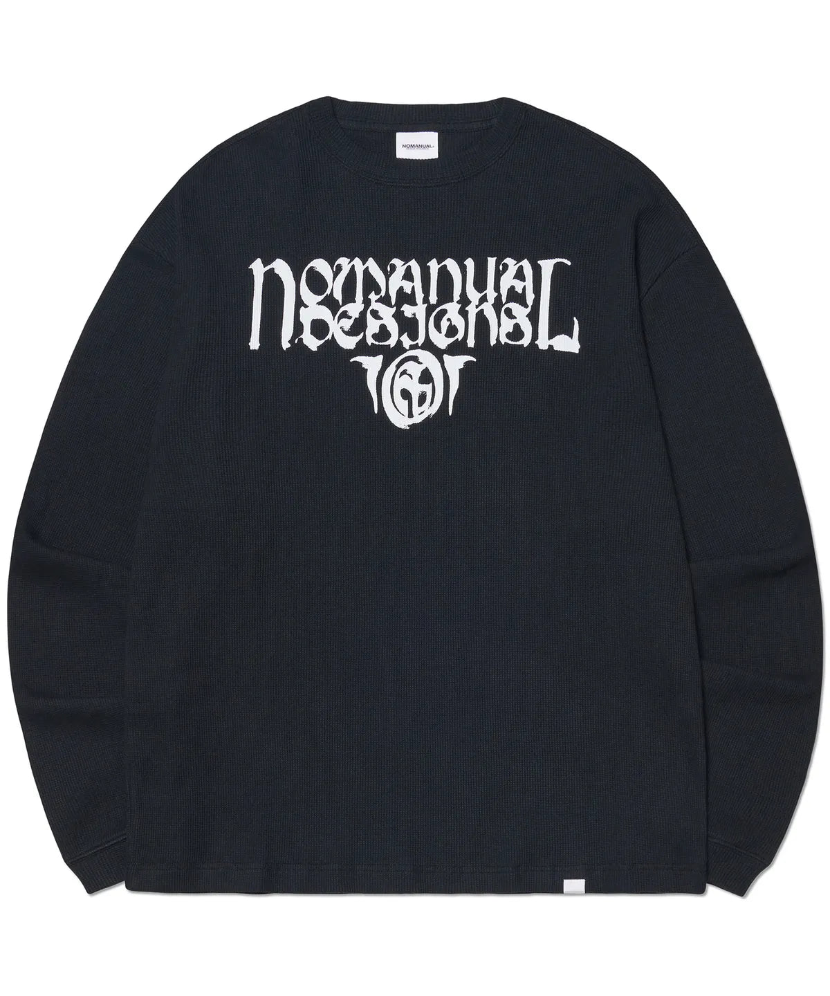 [NOMANUAL] P.T WAFFLE LONG SLEEVE TEE ★大人気★ P.T WAFFLE LONG SLEEVE TEE - BLACK - nomanual | 60% - Asian