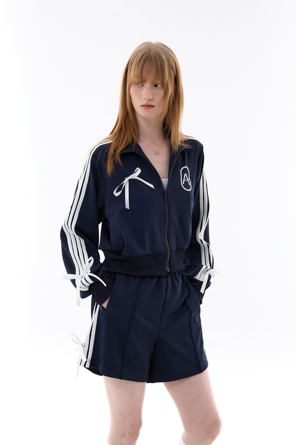 RIBBON JERSEY TRACK TOP / NAVY