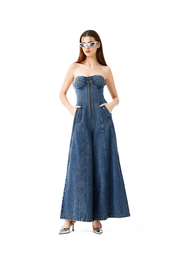 Strapless Denim Jumpsuit