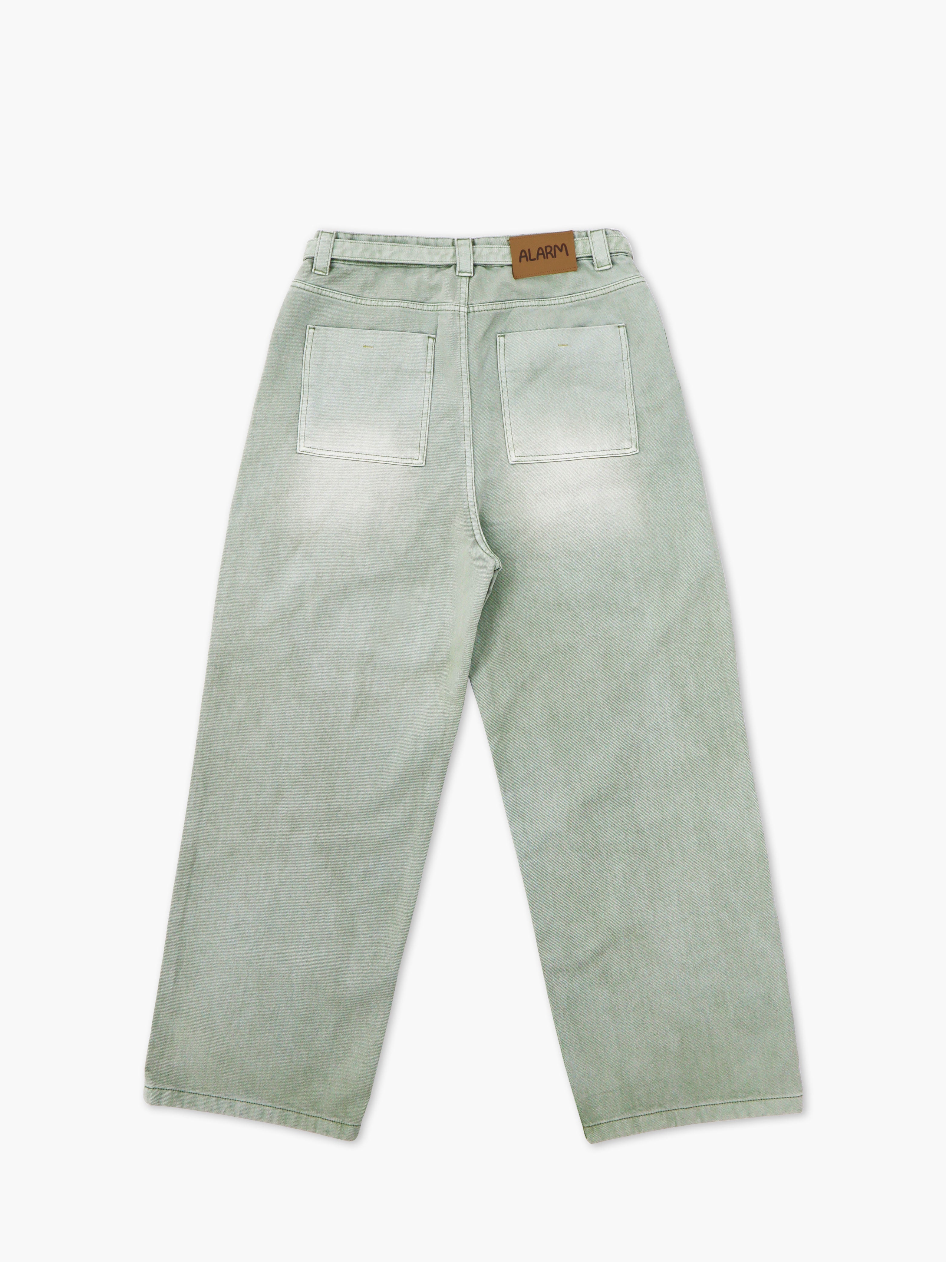 ALARM ONE TUCK BELTED DYEING PANTS MINT_MAN