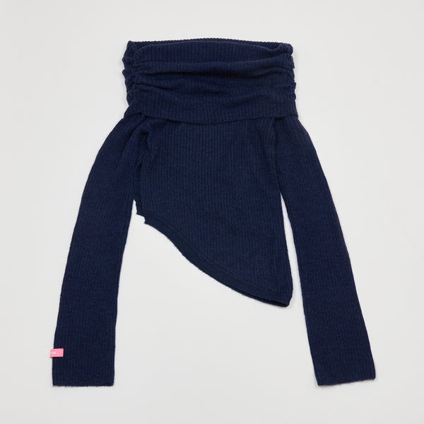 カットオフショルダーニット NAVY