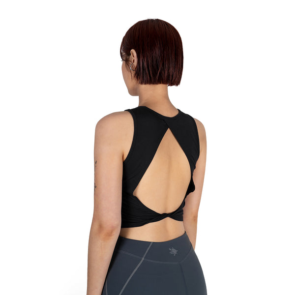 RIM CROP SLEEVELESS - BLACK