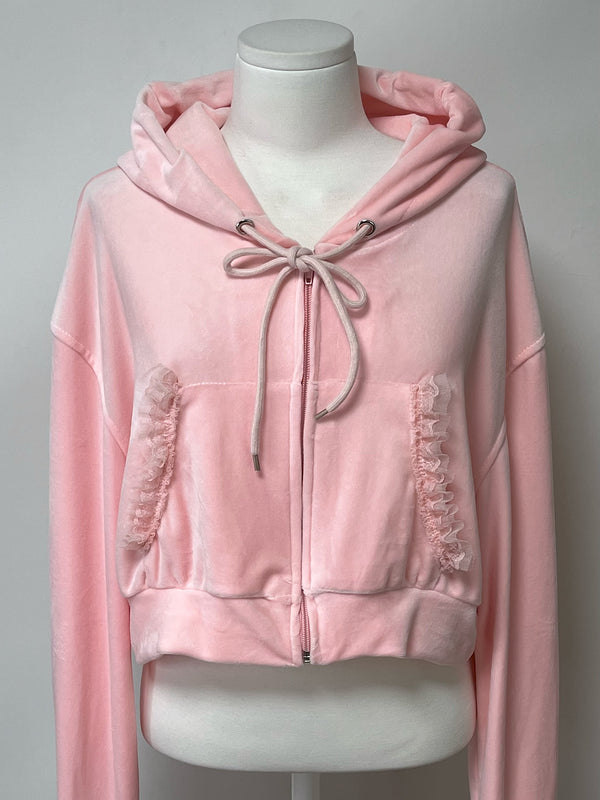 [MADE] Velvet Lace Hoodie (pink)