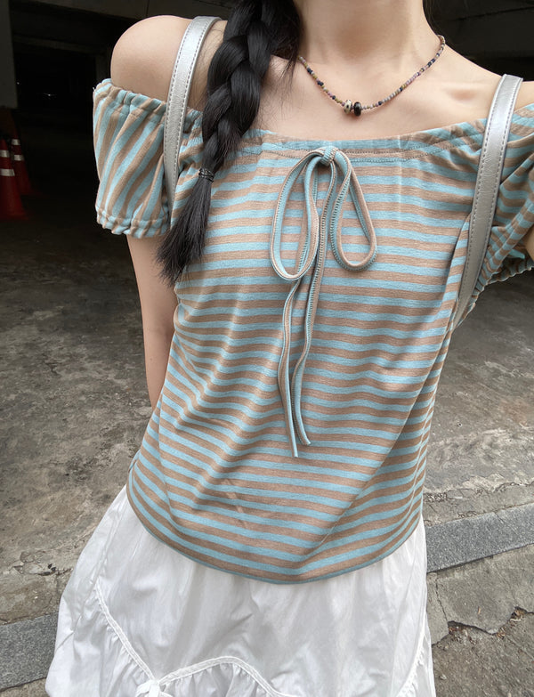 Lollipop striped off-shoulder sleeveless