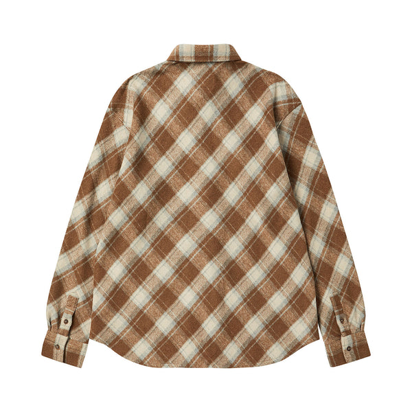 NOMANTIC METAL LOGO BIAS CHECK SHIRT BEIGE