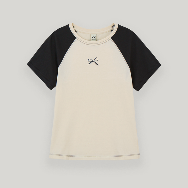 Cream/Charcoal Raglan T-Shirt