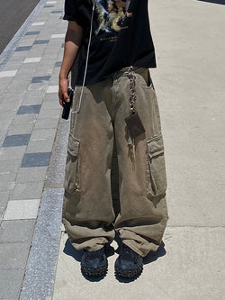 Mud Tin ヴィンテージウォッシングカーゴデニムパンツ