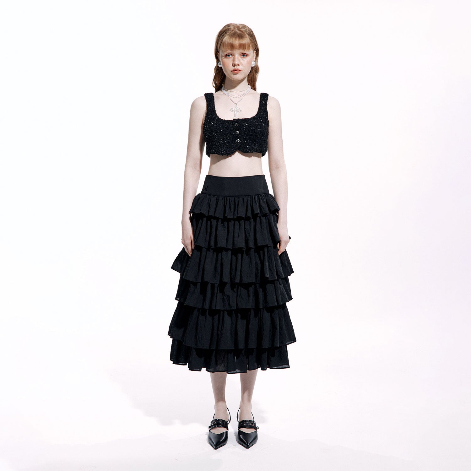 【BAON】Kette Summer Cancan Long Skirt Walnut Summer Cancan Flare Bendable Long Skirt (2 colors