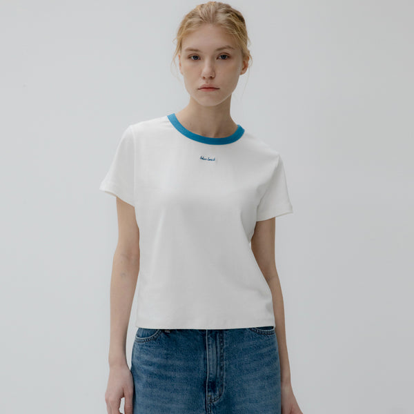 Contrast half t-shirt (ivory)