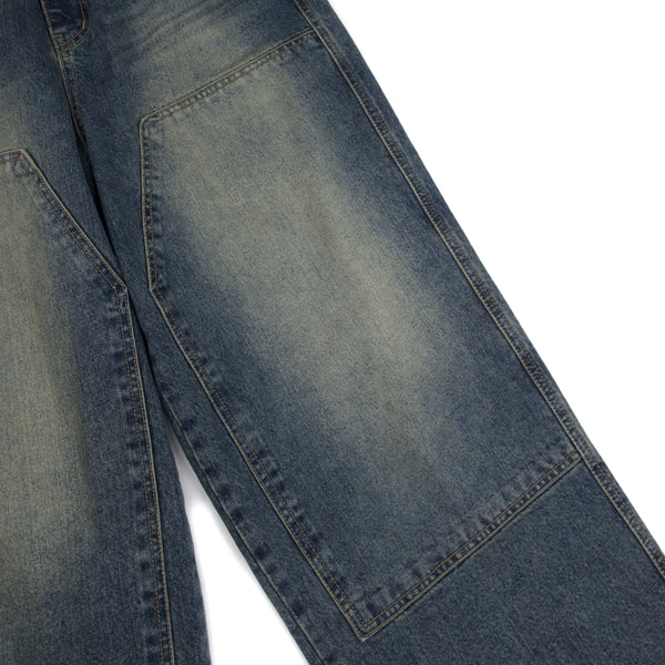 Double tin washing denim pants