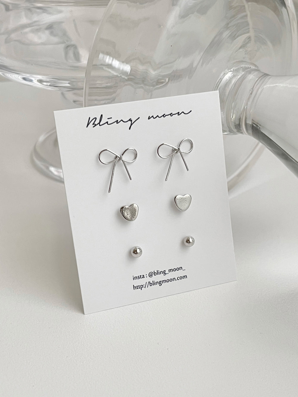 [3 set] big ribbon earrings set