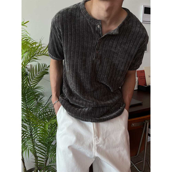 [S/S] Velvet henry neck half sleeves(4color)