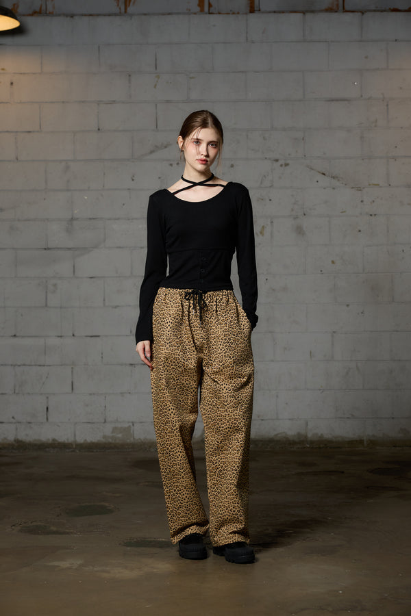 LEOPARD WIDE PANTS / BEIGE