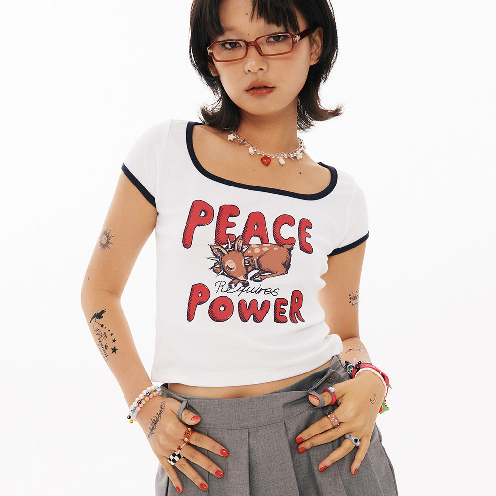 PEACE Crop T-shirt [2Color]