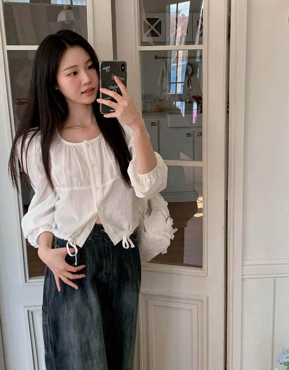 [SHOPPERMADE] Natural Puff Long Sleeve Blouse (2color)