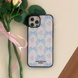 ROSE RIBBON CASE BLUE (GLASS BUMPER)